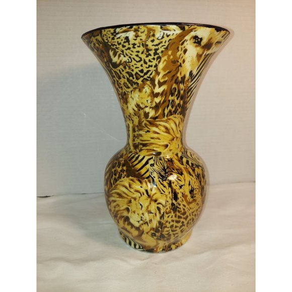 La Vie African Animal Safari Patchwork Print Vase - Picture 1 of 3